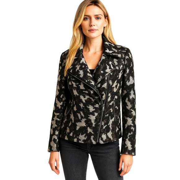 Lafayette 148 New York Jackets & Blazers - Lafayette 148 New York Camo Moto Jacket Blazer Size 12 Wool Blend Textured Work
